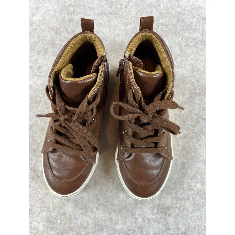 Cat & Jack Florian Brown High Top Sneakers Boys Size 2